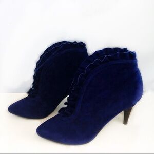 Lovely People blue suede ruffled booties